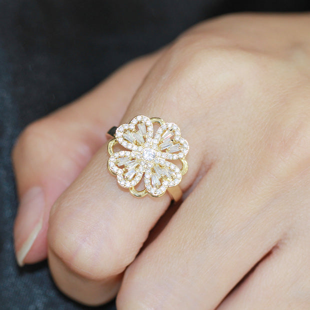 Rotating Clover Anxiety Ring